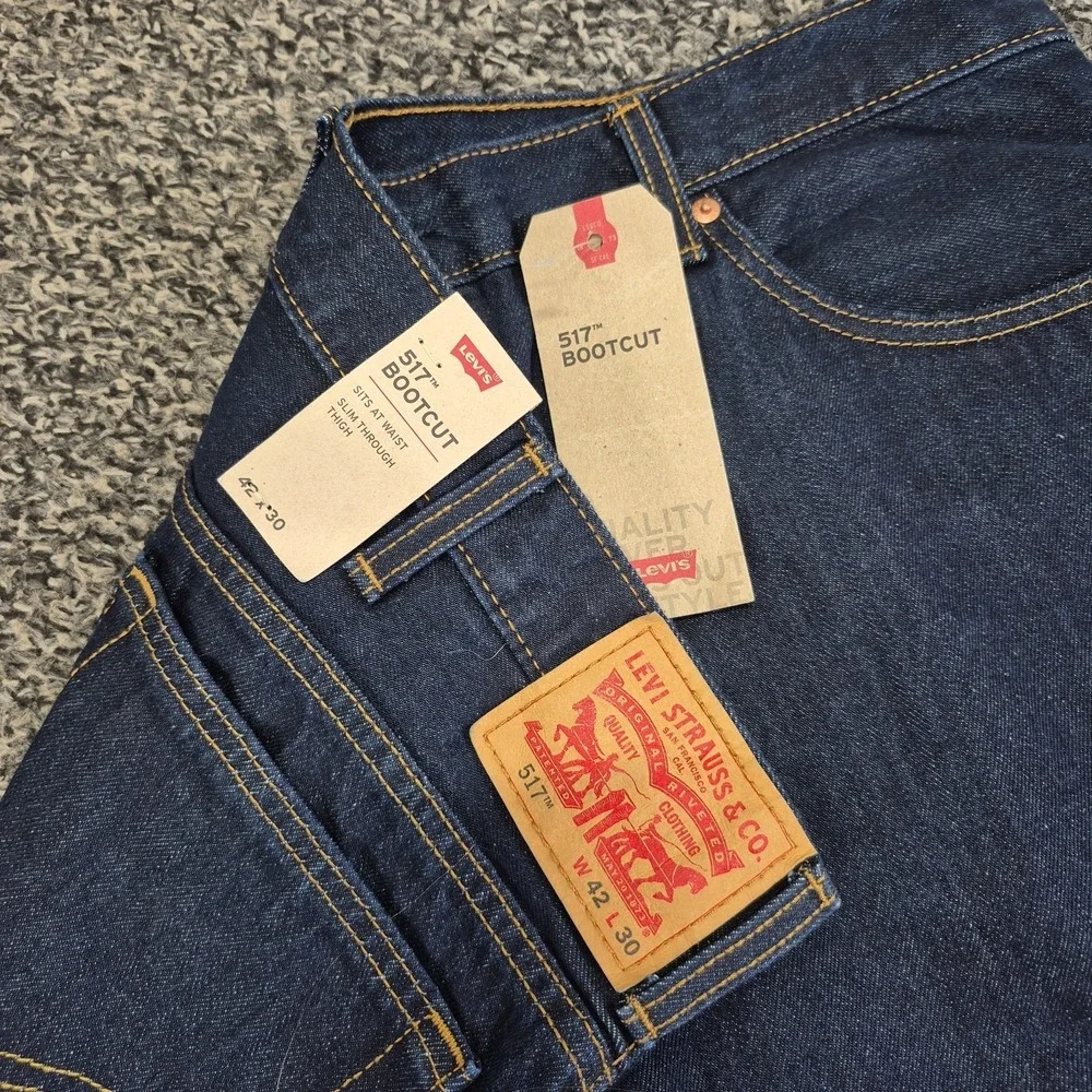 Levi's 517 Bootcut Boot Cut Dark Blue Jeans‎ Mens Size 42x30 New with tags